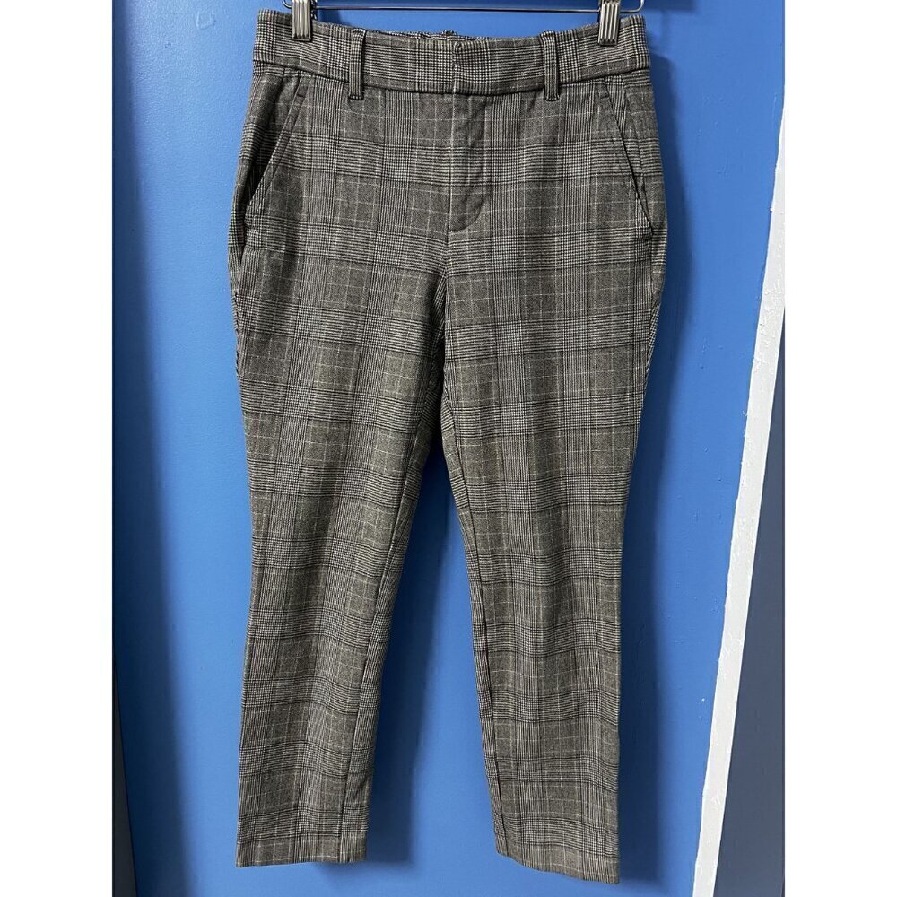 GAP Gray Plaid Slim Fit Womens Trousers With Pockets, WORK ATTIRE, WORK TROUSERS - Picture 3 of 10